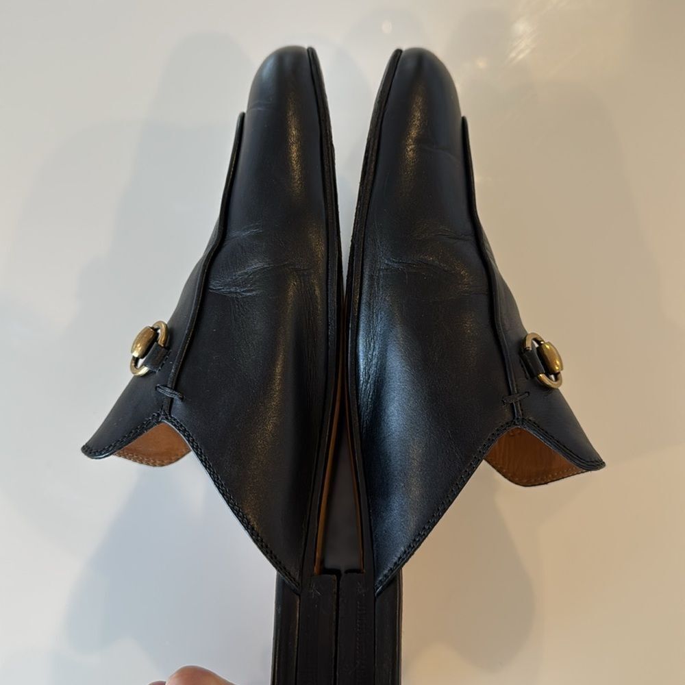 Gucci Black Leather Horsebit Mules with Gold Hardware - Picture 5 of 12